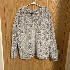 Eddie Bauer Women’s Fireside Plush Grey Pullover Hoodie Size XL